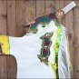 CH801AF HILASON BRONC BULL RIDING SMOOTH LEATHER RODEO WESTERN CHAPS WHITE GREEN