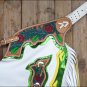 CH801AF HILASON BRONC BULL RIDING SMOOTH LEATHER RODEO WESTERN CHAPS WHITE GREEN