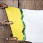 CH801AF HILASON BRONC BULL RIDING SMOOTH LEATHER RODEO WESTERN CHAPS WHITE GREEN