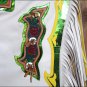 CH801AF HILASON BRONC BULL RIDING SMOOTH LEATHER RODEO WESTERN CHAPS WHITE GREEN