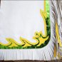 CH801AF HILASON BRONC BULL RIDING SMOOTH LEATHER RODEO WESTERN CHAPS WHITE GREEN