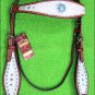 HILASON WESTERN LEATHER HORSE BRIDLE HEADSTALL WHITE HAIR BLING CONCHO