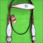 HILASON WESTERN LEATHER HORSE BRIDLE HEADSTALL WHITE HAIR BLING CONCHO