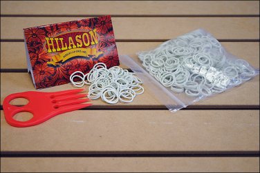 HILASON HORSE TACK RUBBER BRAID BANDS WHITE WITH RED COMB
