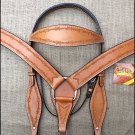HILASON WESTERN HAND TOOL BARB WIRE LEATHER HORSE BRIDLE HEADSTALL BREAST COLLAR