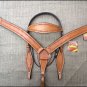 HILASON WESTERN HAND TOOL BARB WIRE LEATHER HORSE BRIDLE HEADSTALL BREAST COLLAR