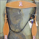 HILASON WESTERN LEATHER HORSE HEADSTALL W/ BREAST CANCER CONCHO