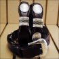 32IN. TONY LAMA CUTTING CHAMP SCALLOP WESTERN LEATHER MANS BELT BROWN W/ CONCHO