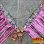 HILASON WESTERN LEATHER HORSE BREAST COLLAR HAND PAINT W/ FRINGES