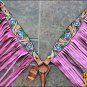 HILASON WESTERN LEATHER HORSE BREAST COLLAR HAND PAINT W/ FRINGES