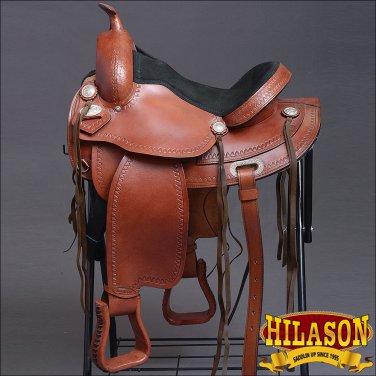 TO108-F HILASON TREELESS WESTERN LEATHER TRAIL PLEASURE HORSE RIDING SADDLE 16"