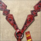 S7 HILASON WESTERN HAND TOOL LEATHER HORSE BREAST COLLAR MAHOGANY w/ BLACK INLAY