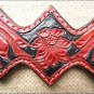 S7 HILASON WESTERN HAND TOOL LEATHER HORSE BREAST COLLAR MAHOGANY w/ BLACK INLAY