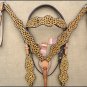 HILASON WESTERN LEATHER BRIDLE HEADSTALL BREAST COLLAR CHEETAH LEOPARD PRINT