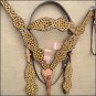HILASON WESTERN LEATHER BRIDLE HEADSTALL BREAST COLLAR CHEETAH LEOPARD PRINT