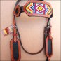 HILASON WESTERN LEATHER BRIDLE HEADSTALL MAHOGANY BEADED INLAY HAIR TASSEL