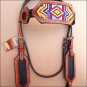 HILASON WESTERN LEATHER BRIDLE HEADSTALL MAHOGANY BEADED INLAY HAIR TASSEL