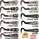 STEEL METAL FANCY HORSE HOOF PICK ANTIQUE BROWN GERMAN SILVER OVERLAY MOTIF TACK