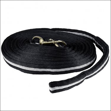 HORZE SOFT ORBIT TEXTILE SOFT POLYESTER HORSE LUNGING LINE BLACK LIGHT GREY