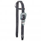 TOUGH 1 CHEYENNE BELT BUCKLE BLING SINGLE EAR LEATHER HEADSTALL BLACK
