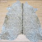 HS583-F LEOPARD STENCIL BRAZILIAN HAIR ON COWHIDE LEATHER RUG 49 SQFT