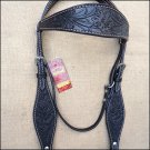 HILASON WESTERN LEATHER HORSE BRIDLE HEADSTALL BLACK HAND CARVED