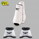 LARGE WHITE RELENTLESS TREVOR BRAZILE HORSE 2 FRONT LEG SPORT 2 BELL BOOT SET