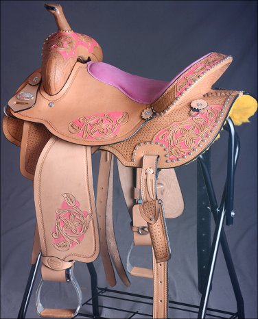 BH135-F HILASON WESTERN LEATHER BARREL RACING TRAIL PLEASURE RIDING SADDLE 16"