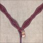 NEW HILASON WESTERN LEATHER HORSE BREAST COLLAR MAHOGANY w/ RED RHINESTONES