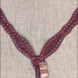 NEW HILASON WESTERN LEATHER HORSE BREAST COLLAR MAHOGANY w/ RED RHINESTONES