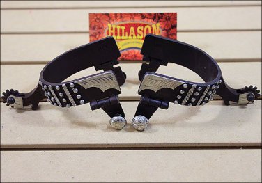 HILASON ANTIQUE BROWN LADIES SPURS STAINLESS STEEL DOTS CHAP GUARD
