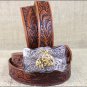 0189B 22 x 1 INCH JUSTIN TAN WESTERN EMBOSSED COWHIDE LEATHER CHILD BELT