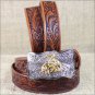 0189B 22 x 1 INCH JUSTIN TAN WESTERN EMBOSSED COWHIDE LEATHER CHILD BELT