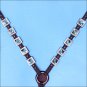 HILASON WESTERN LEATHER HORSE BREAST COLLAR BROWN BLUE BLING CONCHO