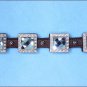 HILASON WESTERN LEATHER HORSE BREAST COLLAR BROWN BLUE BLING CONCHO