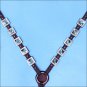 HILASON WESTERN LEATHER HORSE BREAST COLLAR BROWN BLUE BLING CONCHO