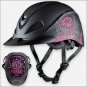 LARGE TROXEL REBEL PINK ROSE & ZEBRA HEADLINER LOW PROFILE WESTERN RIDING HELMET