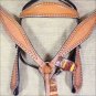 HILASON WESTERN LEATHER HORSE BRIDLE HEADSTALL BREAST COLLAR TAN W/ STUDS