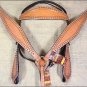 HILASON WESTERN LEATHER HORSE BRIDLE HEADSTALL BREAST COLLAR TAN W/ STUDS