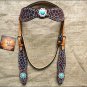 HILASON WESTERN LEATHER HORSE HEADSTALL BRIDLE GIRAFFE TURQUOISE CONCHO