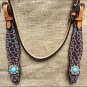 HILASON WESTERN LEATHER HORSE HEADSTALL BRIDLE GIRAFFE TURQUOISE CONCHO