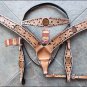 V1 HILASON WESTERN LEATHER HORSE HEADSTALL BRIDLE BREAST COLLAR TAN BLACK