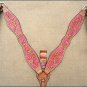 HILASON WESTERN LEATHER HORSE BRIDLE HEADSTALL BREAST COLLAR TAN PINK HAND PAINT