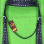 HILASON WESTERN LEATHER HORSE HEADSTALL BRIDLE BLACK RHINESTONES PURPLE GREEN