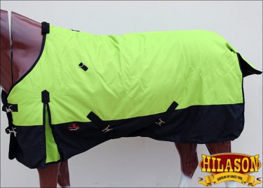 69" HILASON 1200D WINTER WATERPROOF POLY TURNOUT HORSE BLANKET LIME GREEN