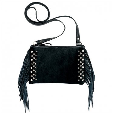 AW712 AMERICAN WEST BLACK LEATHER LADIES CROSS BODY POUCH SHOULDER HANDBAG PURSE