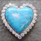 SET OF 2 TURQUOISE HEART SHAPE NICKLE RHINESTONE CONCHOS BLING HEADSTALL TACK