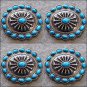 SET OF 2 TURQUOISE OVAL ANTIQUE NICKLE RHINESTONE CONCHOS BLING HEADSTALL TACK