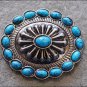 SET OF 2 TURQUOISE OVAL ANTIQUE NICKLE RHINESTONE CONCHOS BLING HEADSTALL TACK