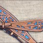 HILASON WESTERN LEATHER HORSE BRIDLE HEADSTALL BREAST COLLAR TAN TURQUOISE INLAY